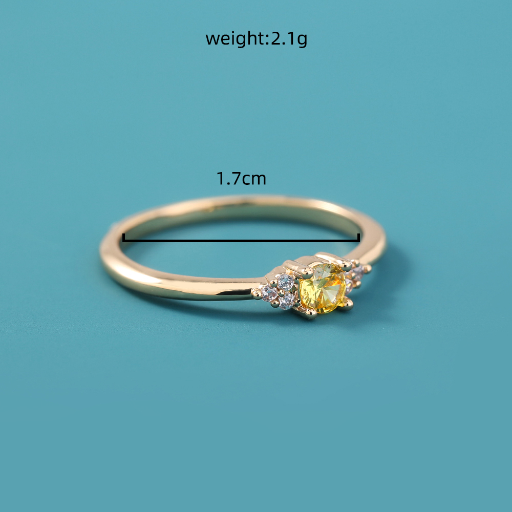 New Fashion Simple Flower Round Citrine Zircon Copper Ring display picture 6