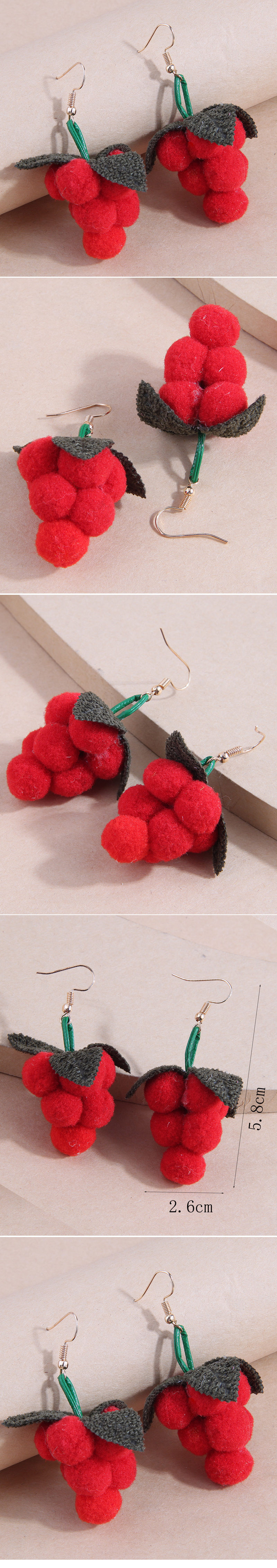 Fashion Simple Grape Cluster Fruit Cloth Metal 
earrings display picture 1