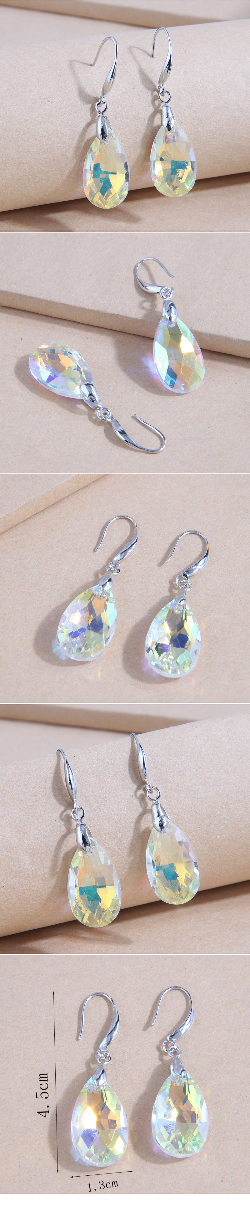 Fashion Concise Water Drop Metal Crystal Geometry Earrings display picture 1