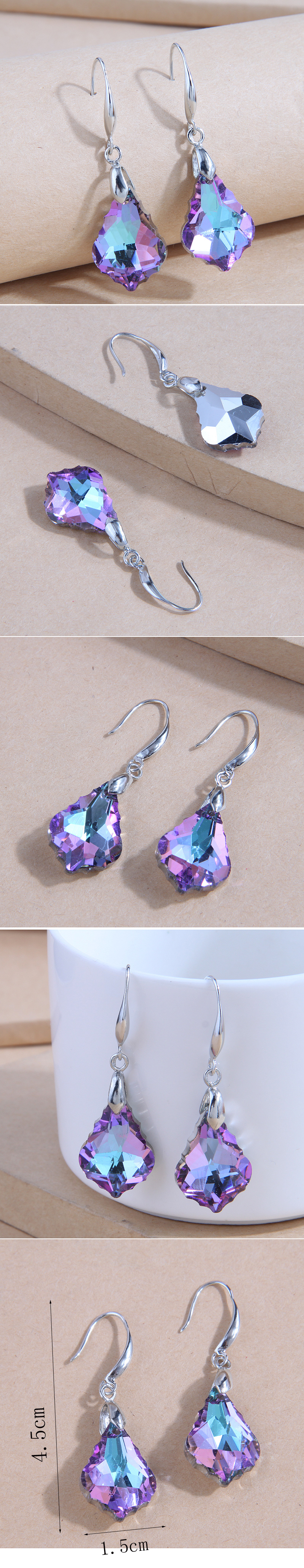 Fashion Concise Maple Leaf Crystal Metal Stone Earrings display picture 1
