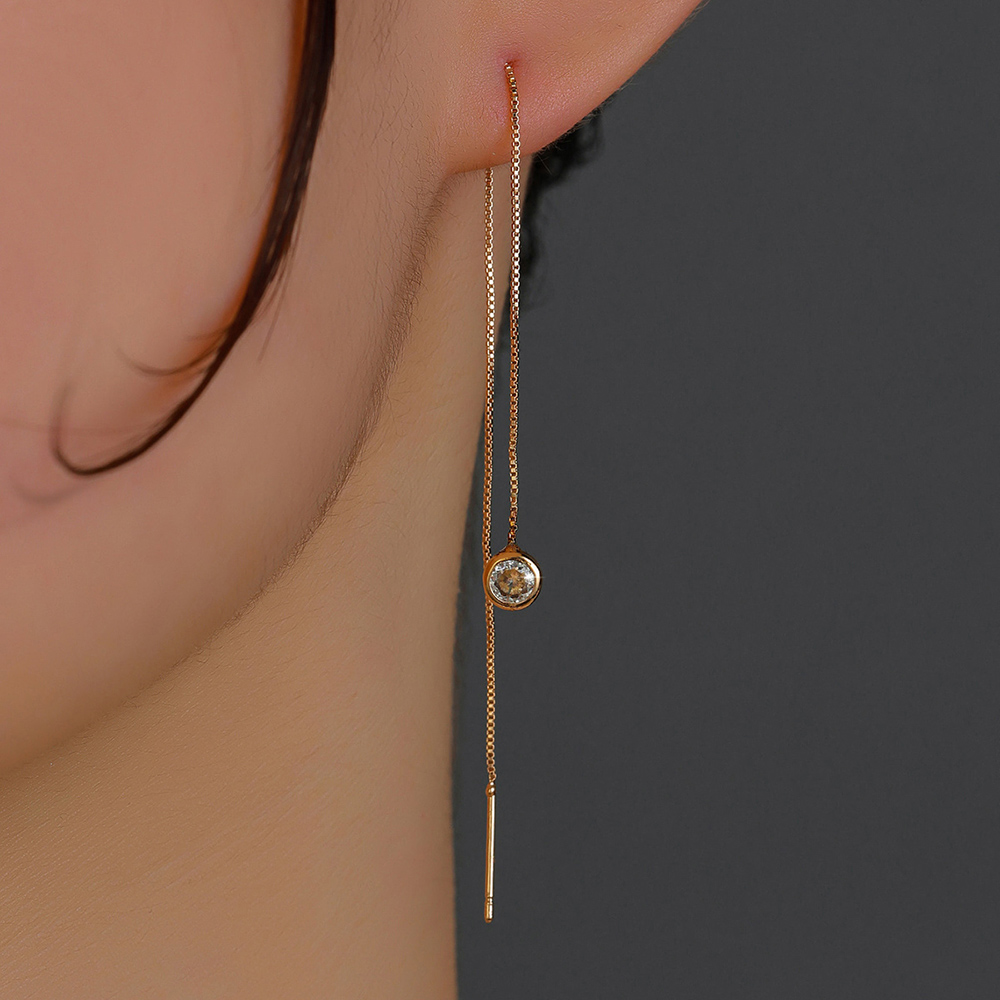 Fashion New Micro Inlaid Zircon Geometric Pendant Copper Earrings Eardrop Pairs display picture 1