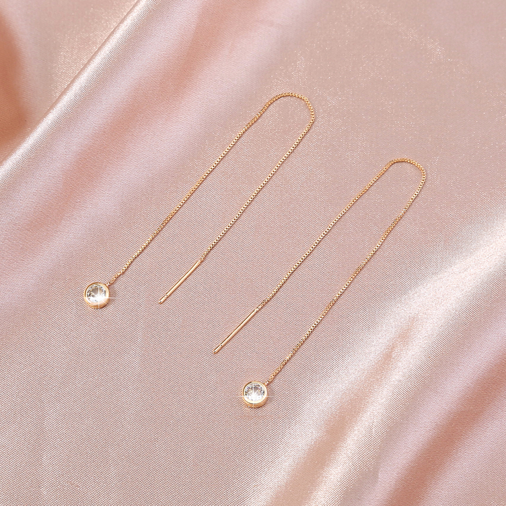 Fashion New Micro Inlaid Zircon Geometric Pendant Copper Earrings Eardrop Pairs display picture 5