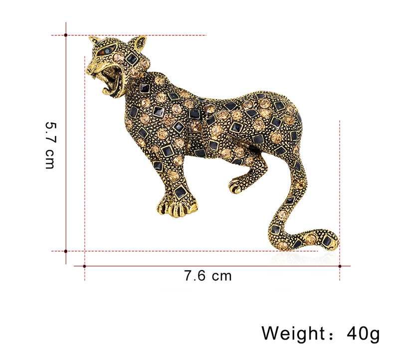 Fashion Cartoon  Animal Vintage Rhinestone Leopard Shaped Brooch display picture 1