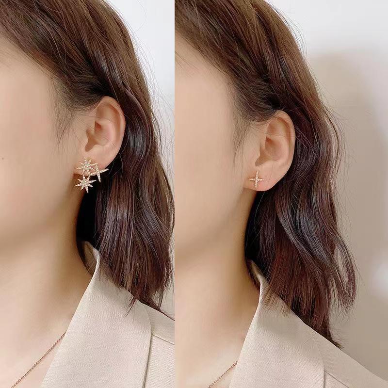 Fashion Full Diamond Hexagram Simple Women's Alloy Stud Earrings display picture 1