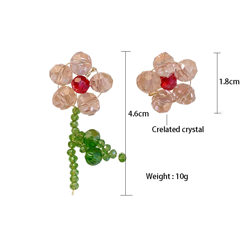 Fashion Simple Asymmetric Flower Crystal Women's Earrings Eardrops display picture 1