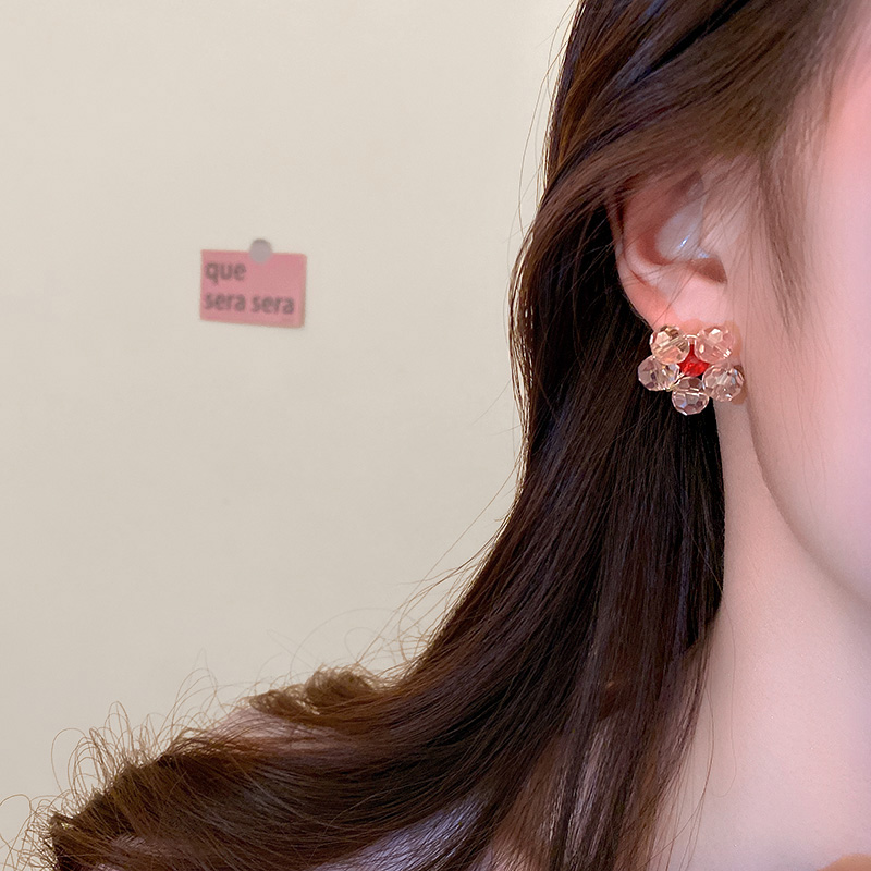 Mode Einfache Asymmetrische Blume Kristall Frauen Ohrringe Ohrgehänge display picture 2
