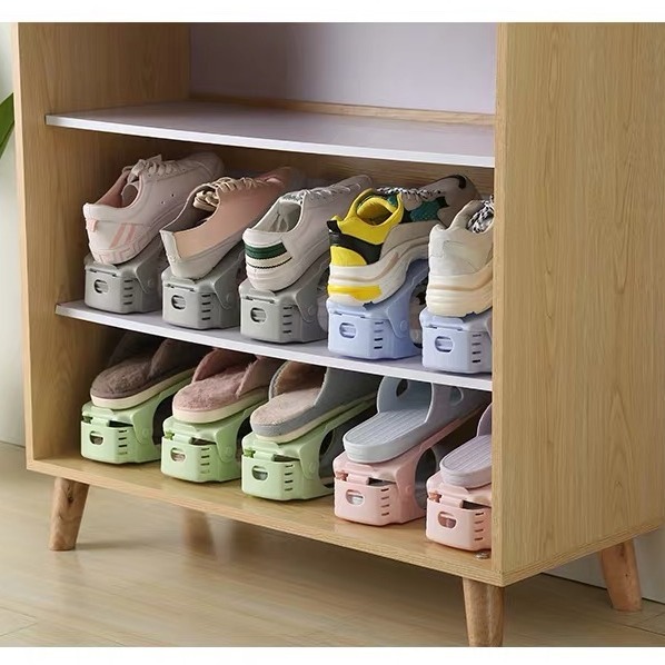Double-layer Shoe Rack Plastic Home Dormitory Shoe Cabinet Shoe Rack Storage Fantastic Shoe Rack display picture 3