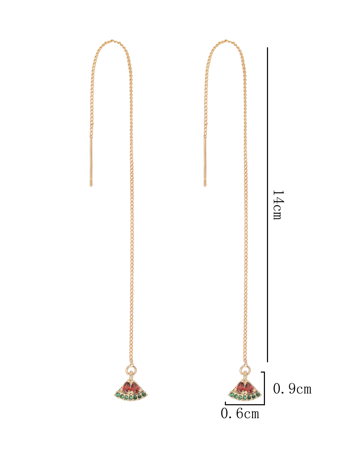 Fashion New Micro-inlaid Red And Green Zircon  Pendant Tassel Puncture Copper Earrings Pairs display picture 9