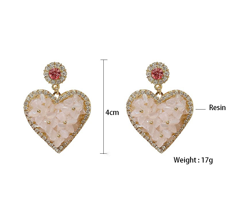 Fashion Simple Pink Heart Shape Geometric Women Alloy Earrings Eardrops display picture 1