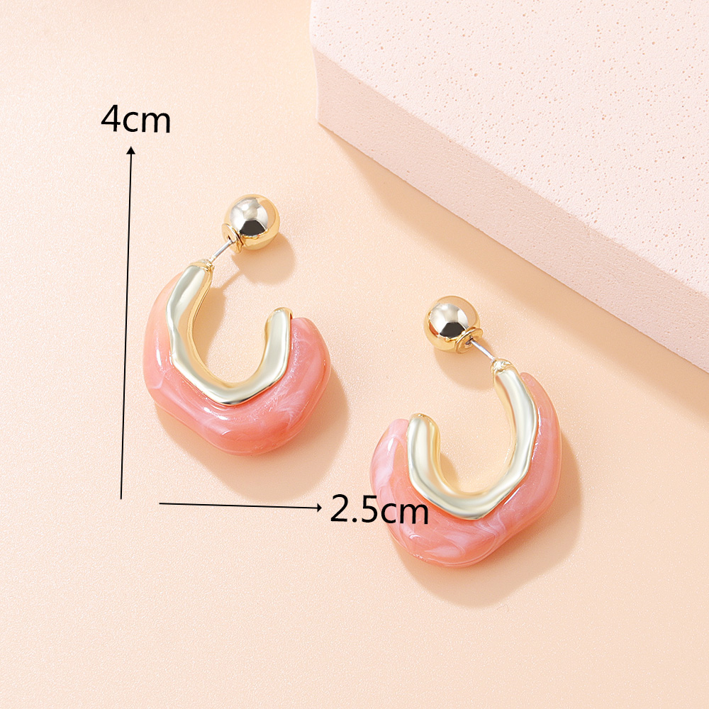 Moda Nuevo Color Retro En Forma De U Resina Geométrica Simple Irregular Pendientes Mujer display picture 10