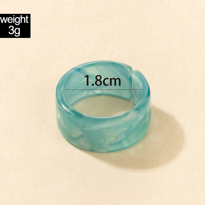 Retro Style Simple Circle Blue Wide Resin Ring display picture 1