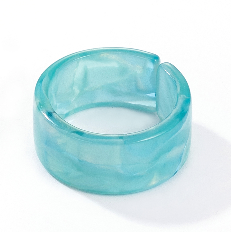 Retro Style Simple Circle Blue Wide Resin Ring display picture 3