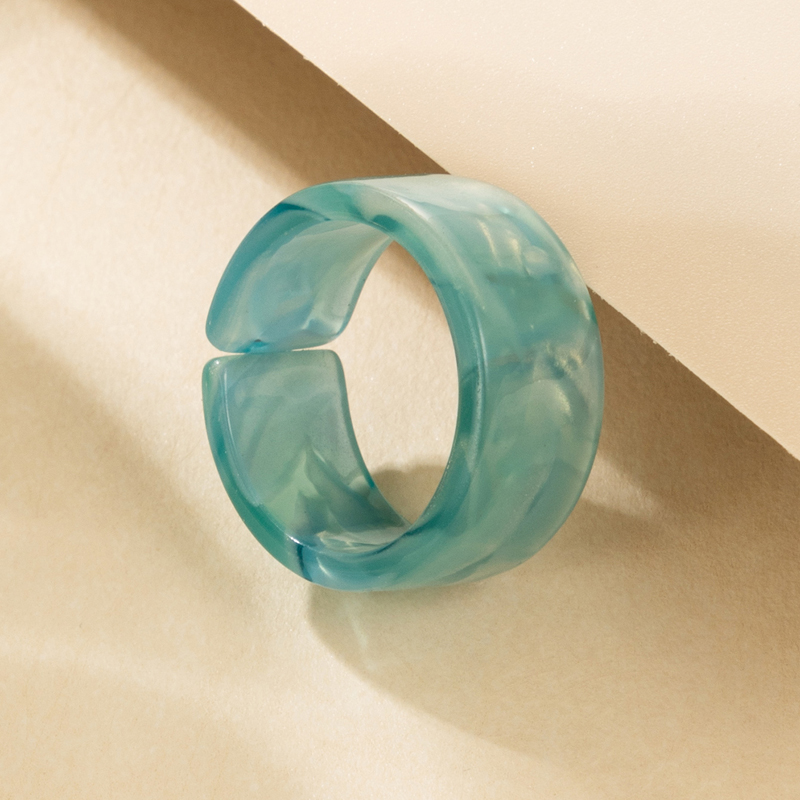 Retro Style Simple Circle Blue Wide Resin Ring display picture 4