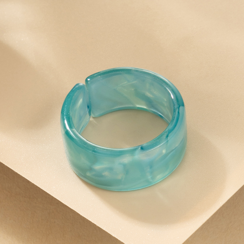 Retro Style Simple Circle Blue Wide Resin Ring display picture 5