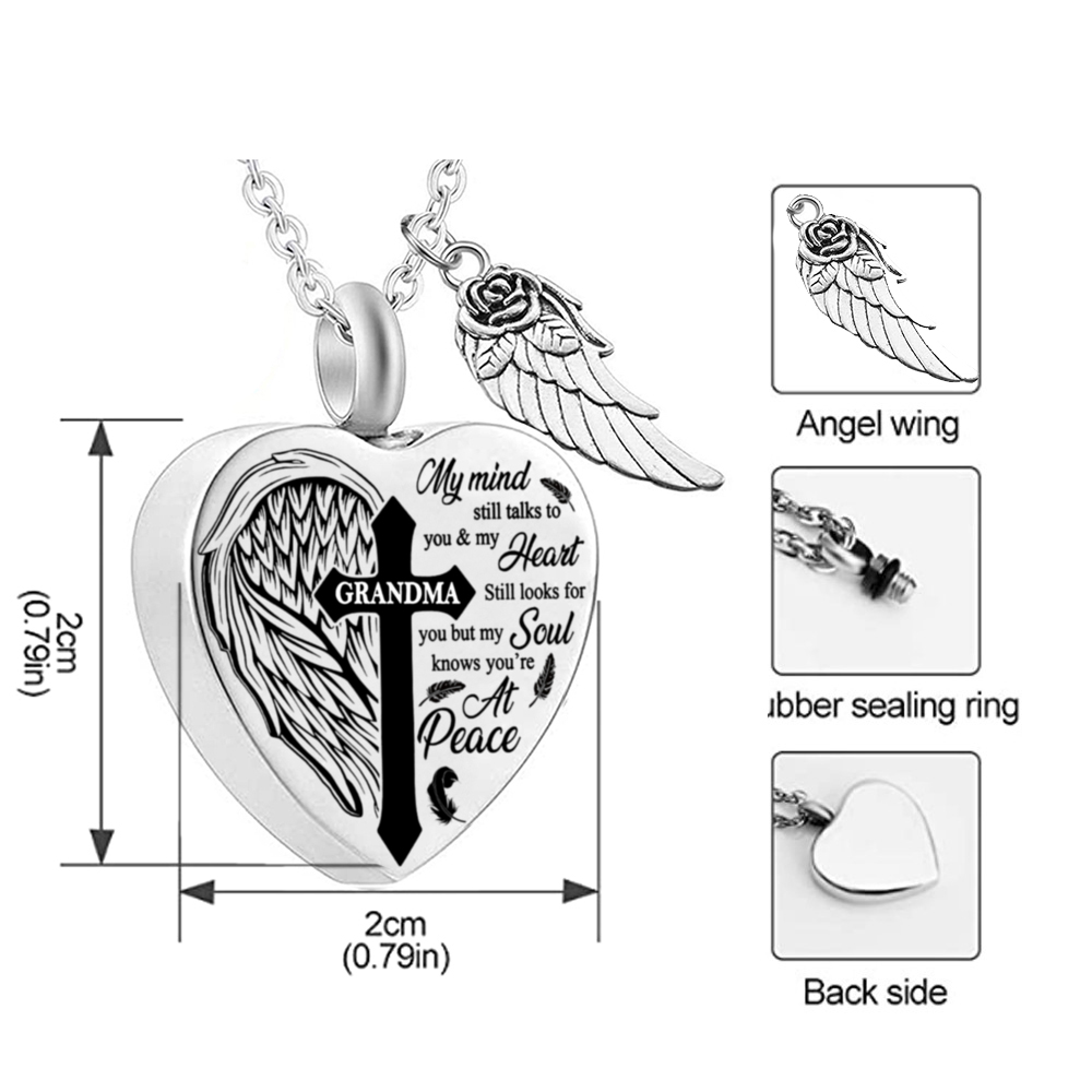Simple Heart-shaped Letter Can Open Cinerary Casket Titanium Steel Perfume Bottle Necklace display picture 1