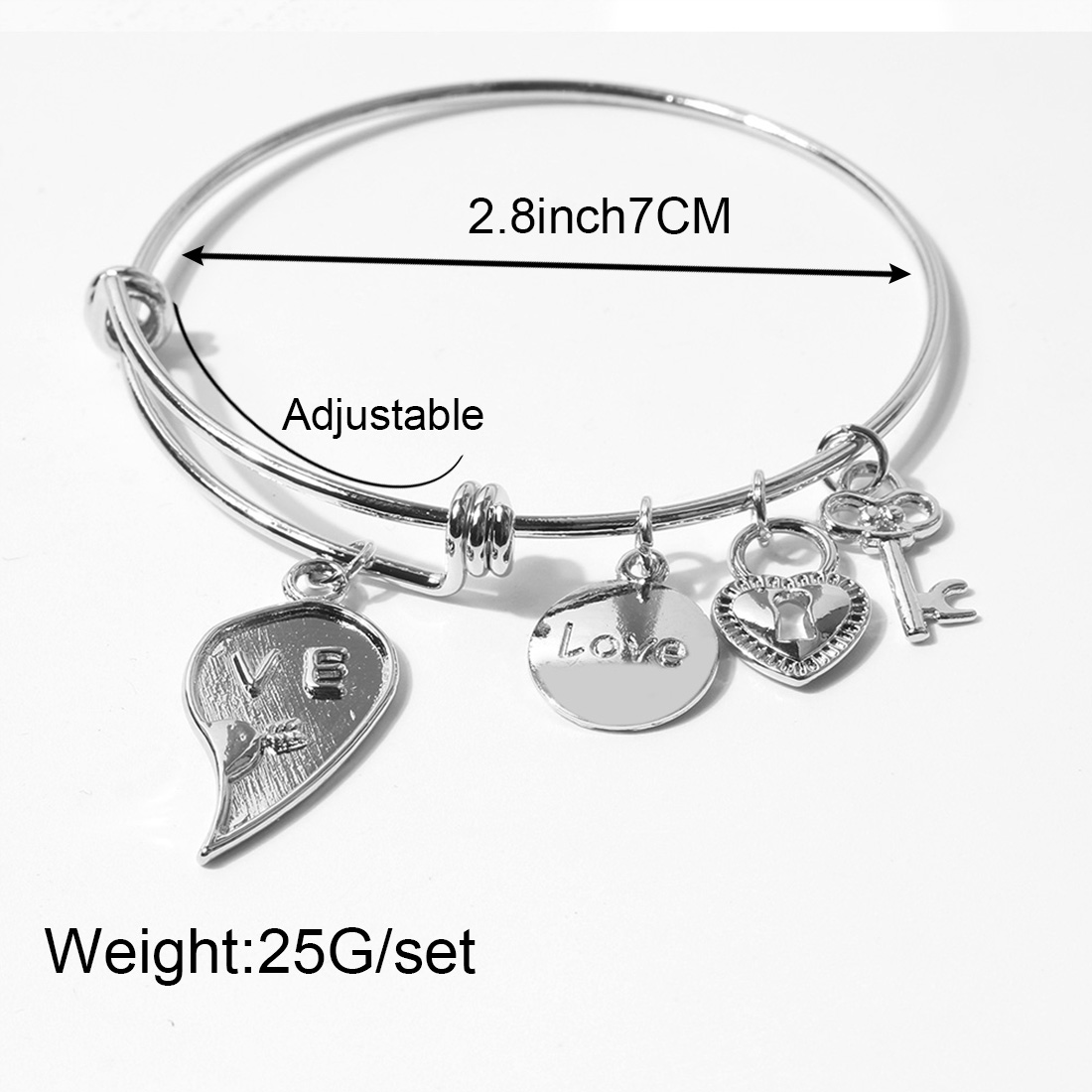 Fashion Ornament Simple And Adjustable Heart-shaped Valentine's Day Gift Lock Bracelet display picture 1