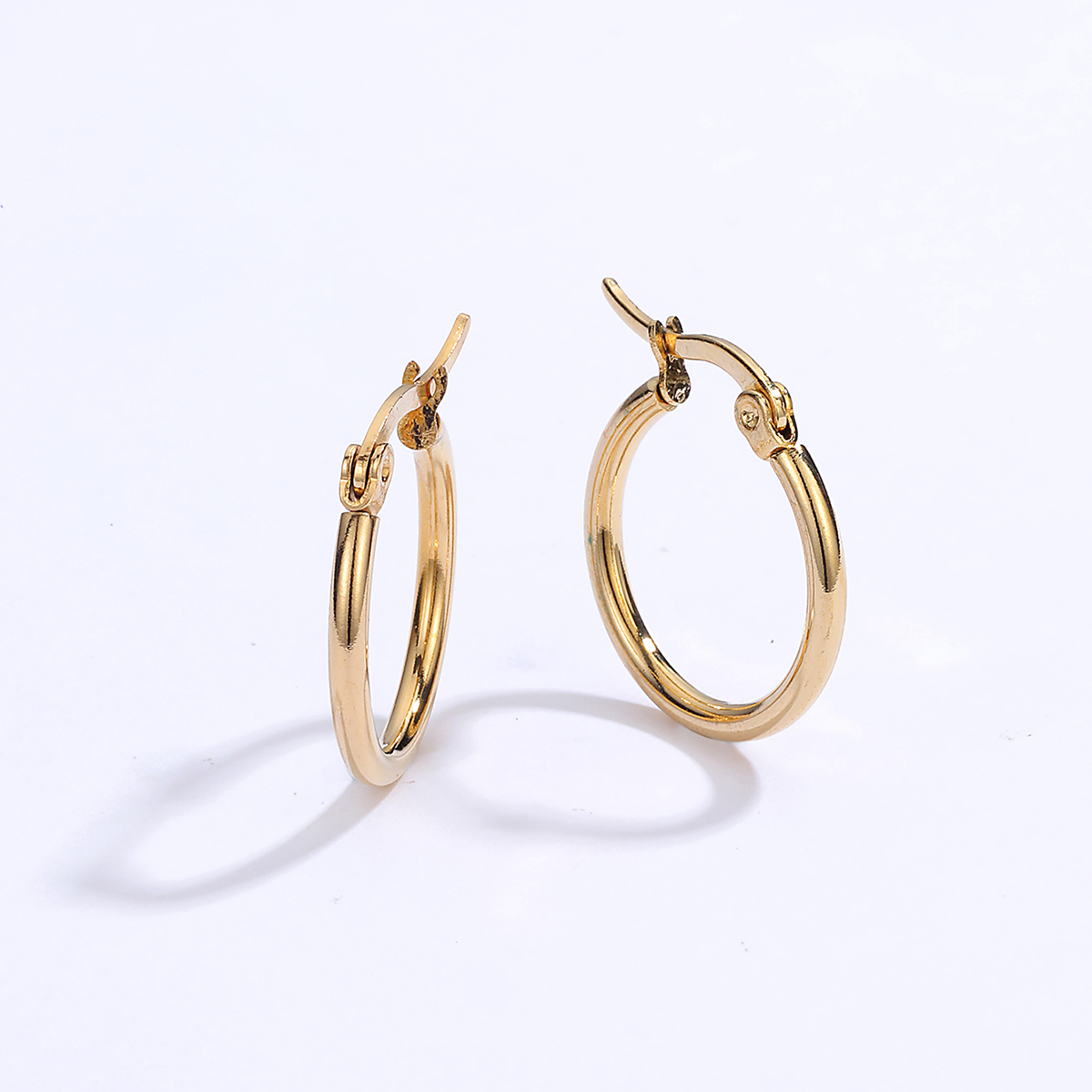 1 Piece Round Plating 201 Stainless Steel 18K Gold Plated Earrings display picture 3