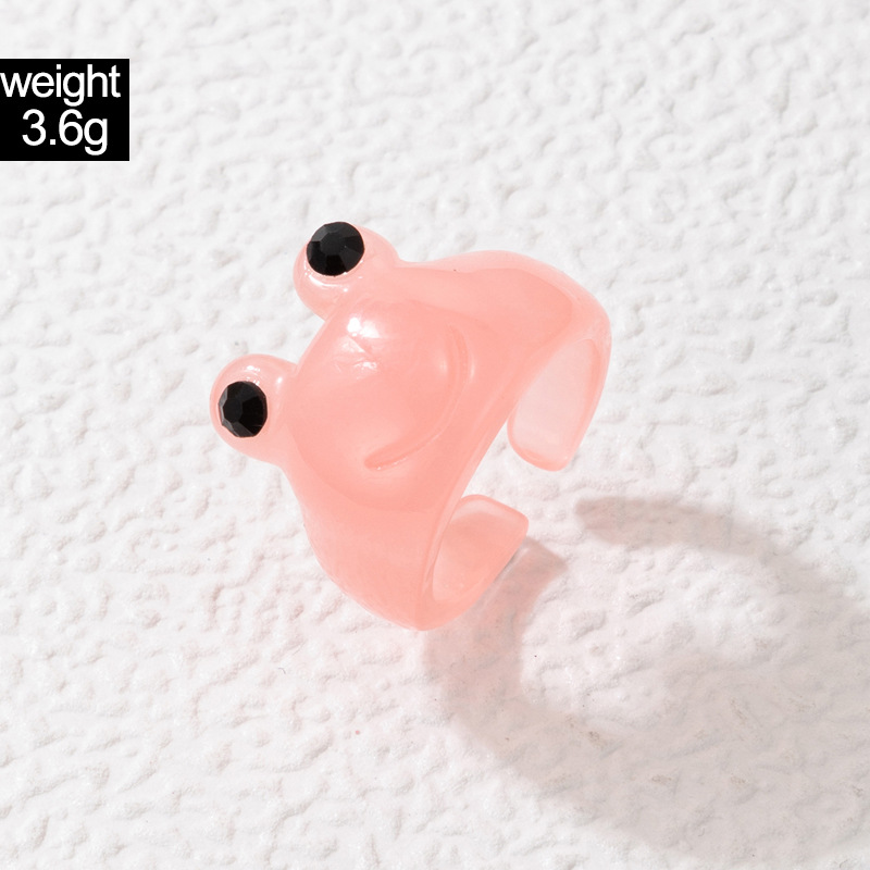 Fashion Cartoon Frog Candy Color Transparent Resin Open Ring display picture 1