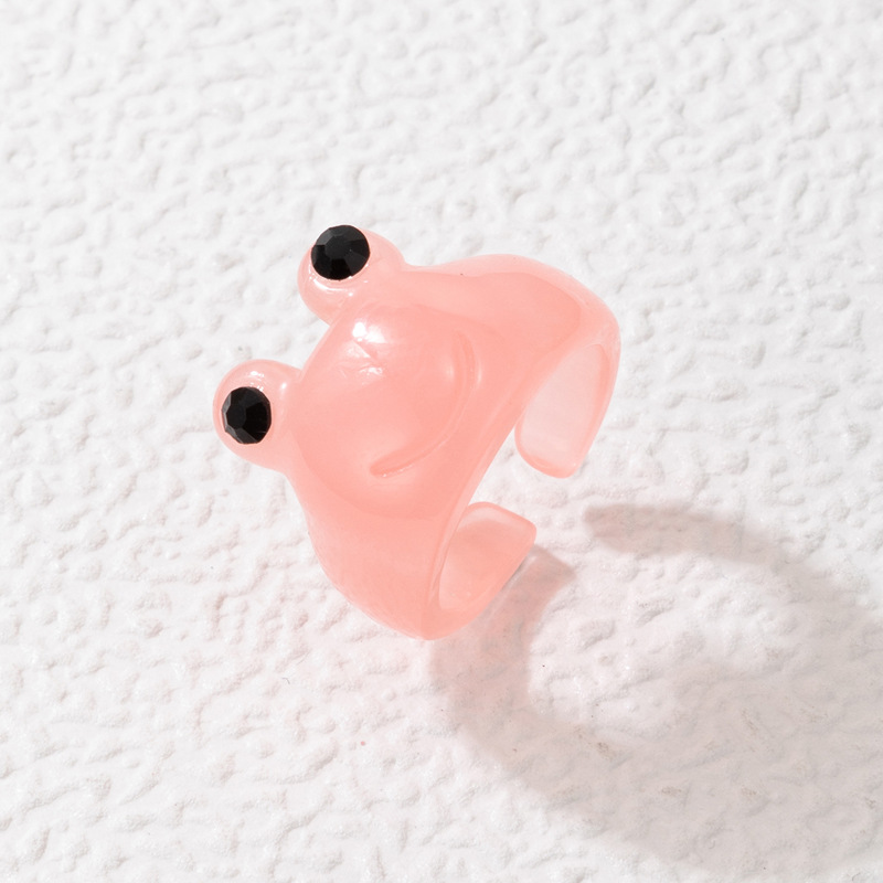 Fashion Cartoon Frog Candy Color Transparent Resin Open Ring display picture 2