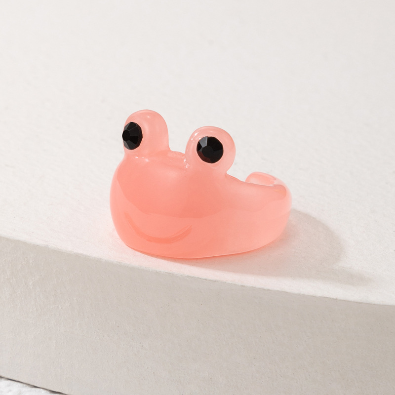 Fashion Cartoon Frog Candy Color Transparent Resin Open Ring display picture 4