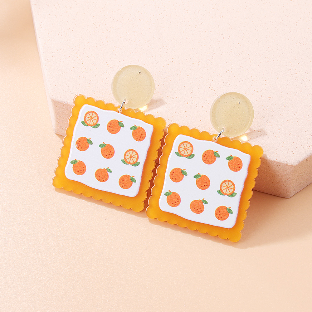 Fashion New Acrylic Strawberry Orange Printed Sweet Earrings display picture 5