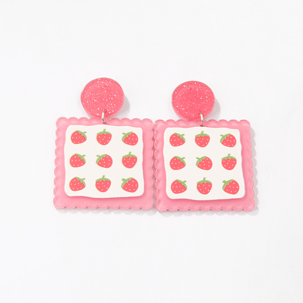Fashion New Acrylic Strawberry Orange Printed Sweet Earrings display picture 9