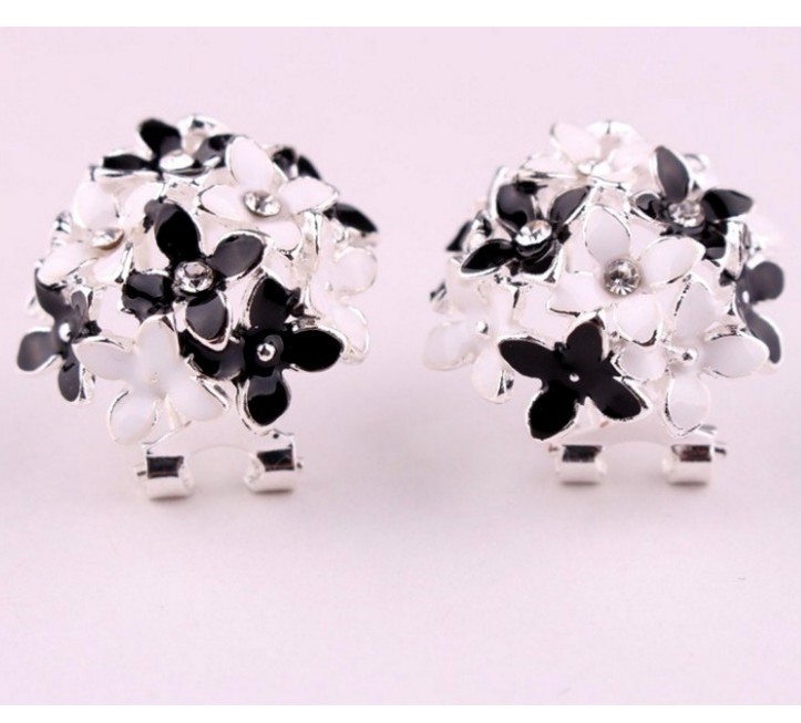Fashion Colorful Round Hydrangea Drop Oil Diamond Flower Alloy Ear Clip display picture 7