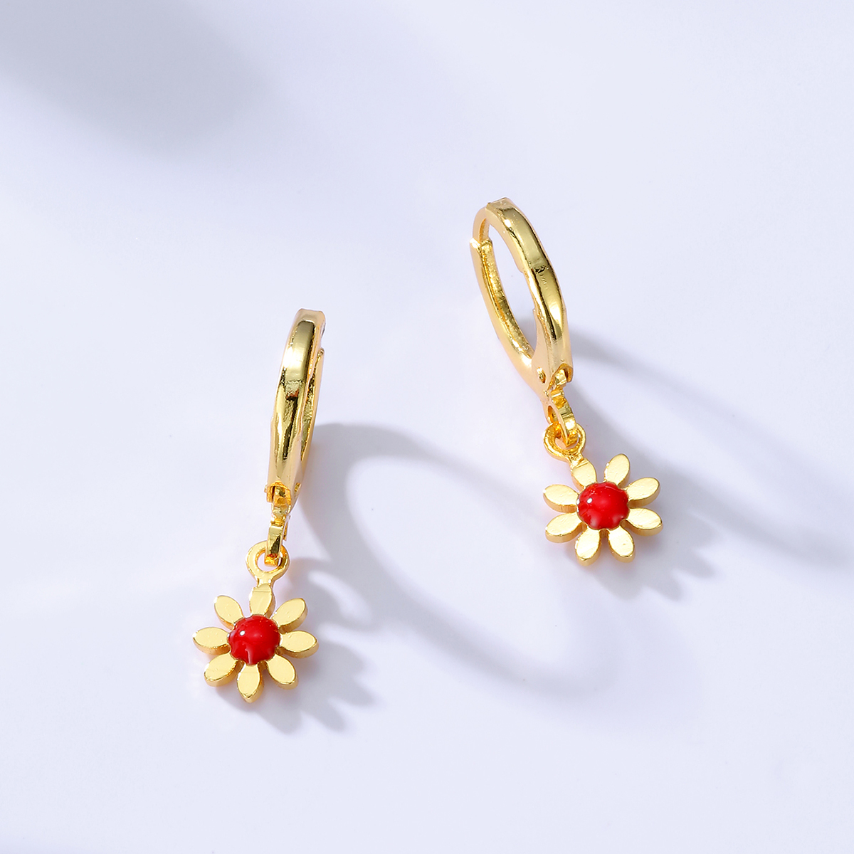 Clásico Simple Moda Flor Plateado Bling Oro Cobre Pendientes display picture 3