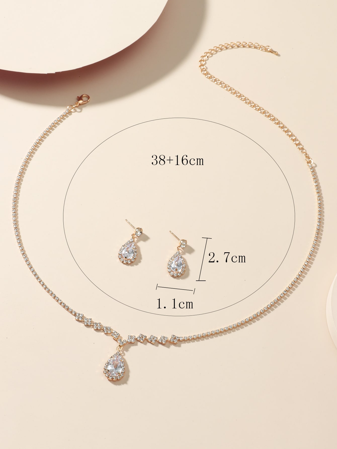 Evening Dinner Bridal Evening Dress Accessories Crystal Waterdrop Zircon Necklace Stud Earrings Set display picture 1