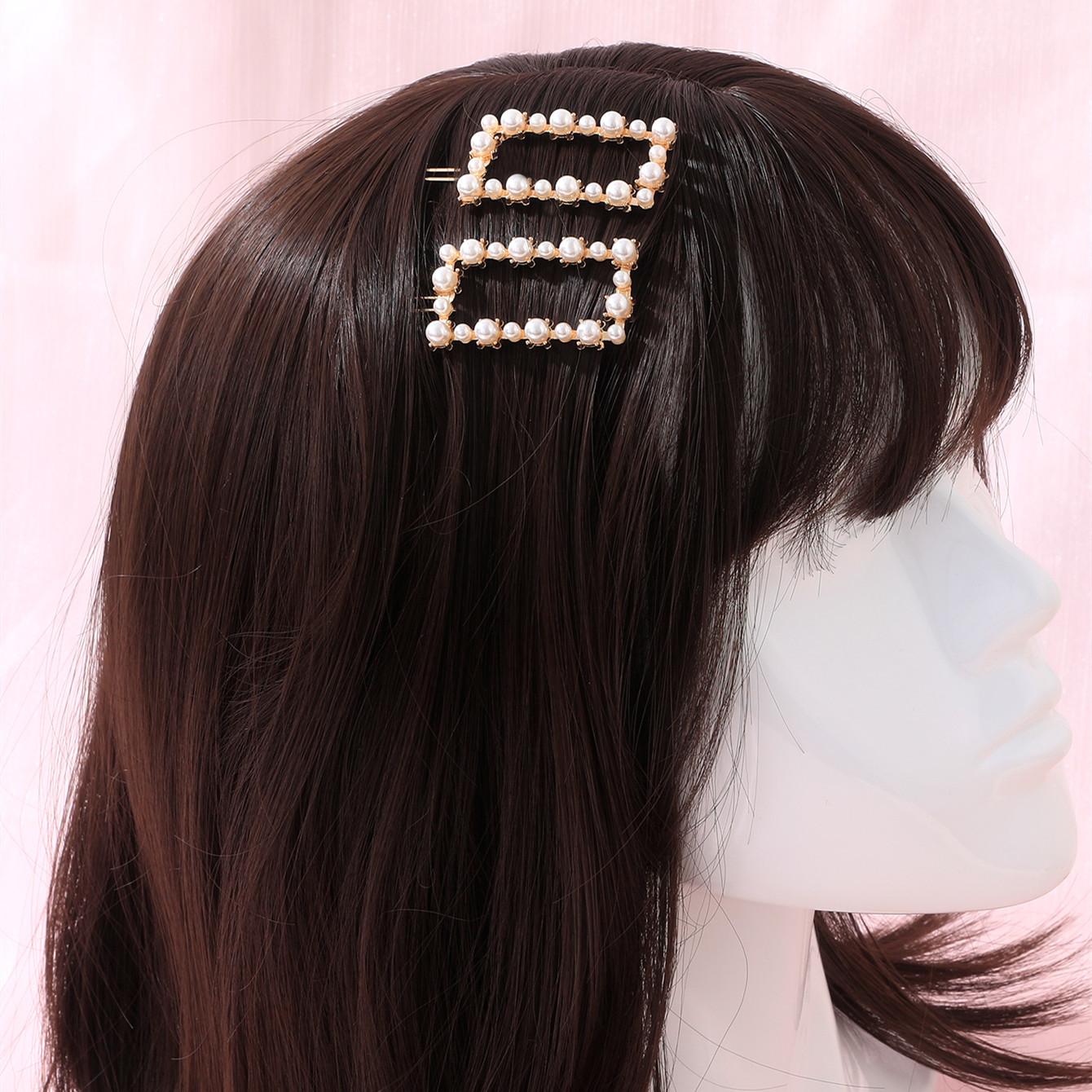 2022 Popular Korean Style Pearl Geometric Bangs Clip Retro Hair Clip Set display picture 3