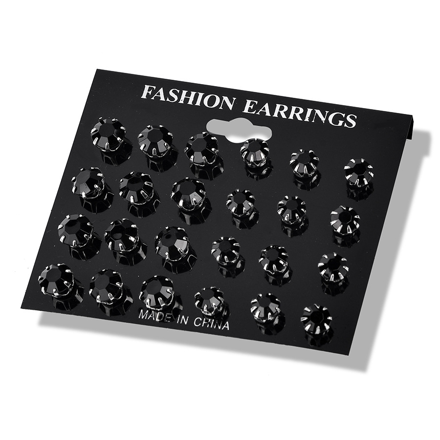 Water Machine Zircon 12 Pairs Of Stud Earrings Set display picture 2