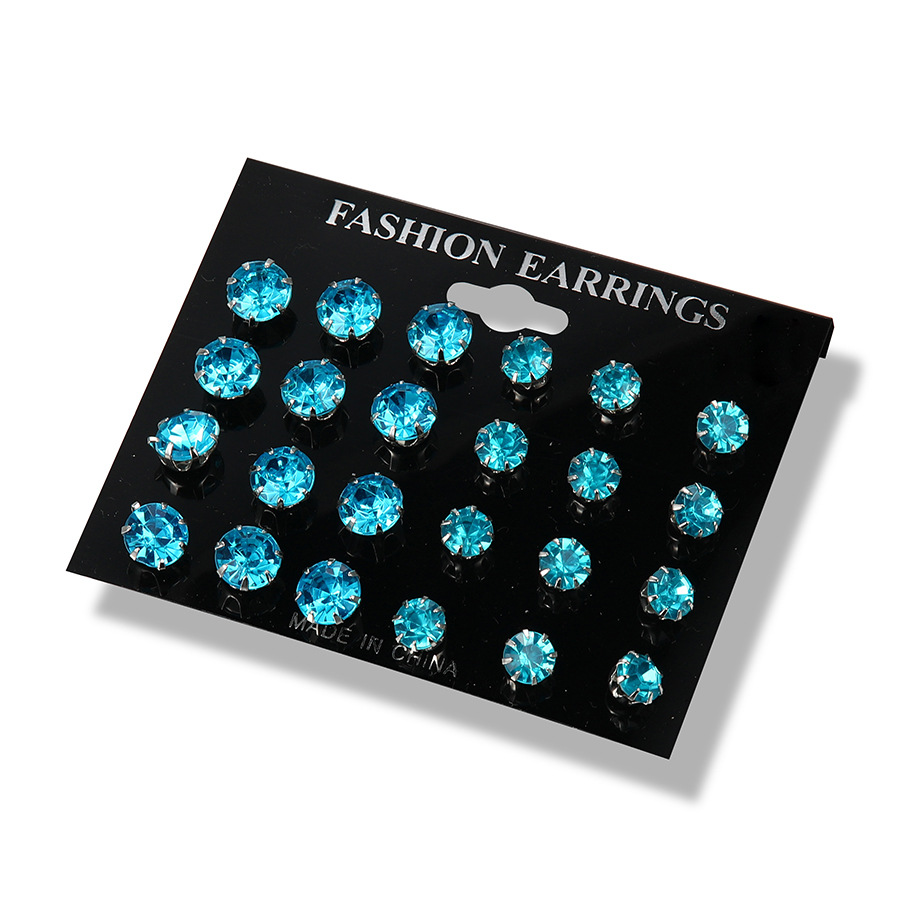 Water Machine Zircon 12 Pairs Of Stud Earrings Set display picture 7