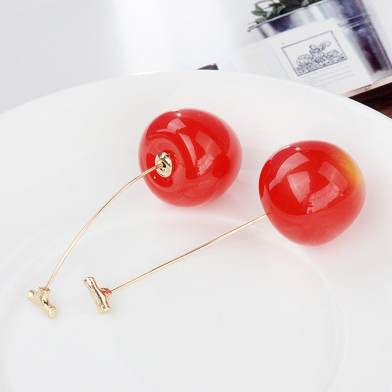 Sweet And Cute Cherry Earrings display picture 4