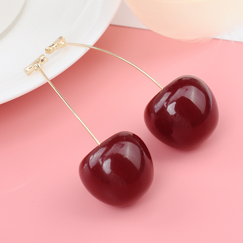 Sweet And Cute Cherry Earrings display picture 5