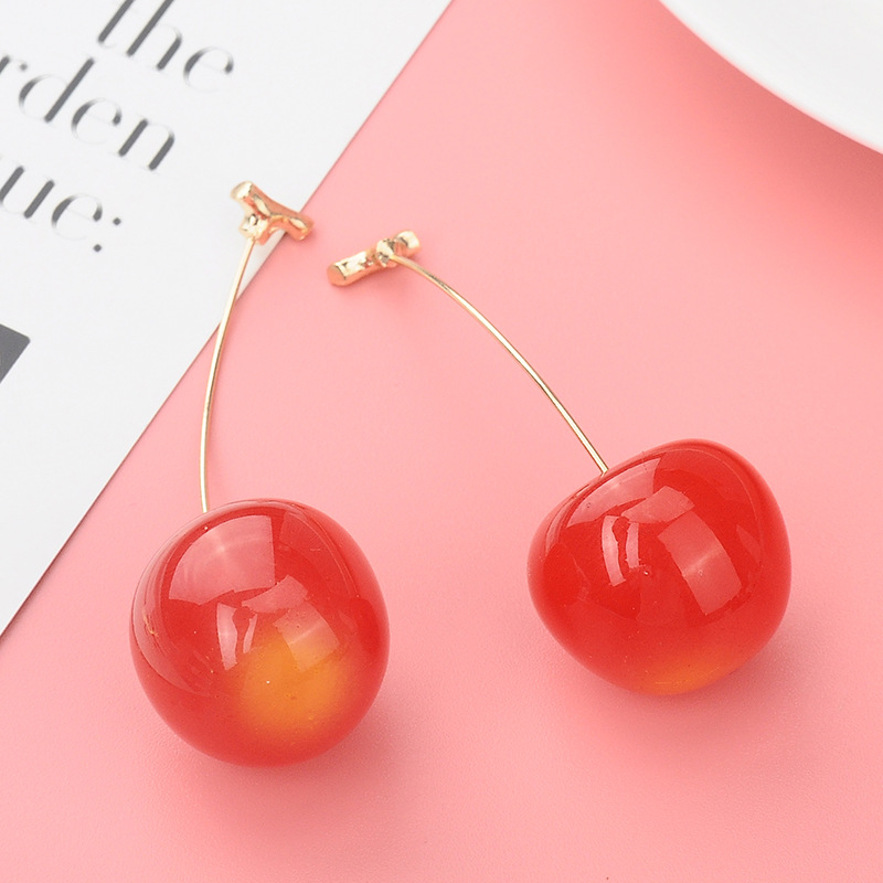 Sweet And Cute Cherry Earrings display picture 6