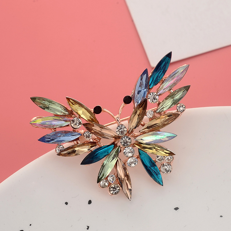 Broche Papillon Coloré Strass Cristal Fashion display picture 3