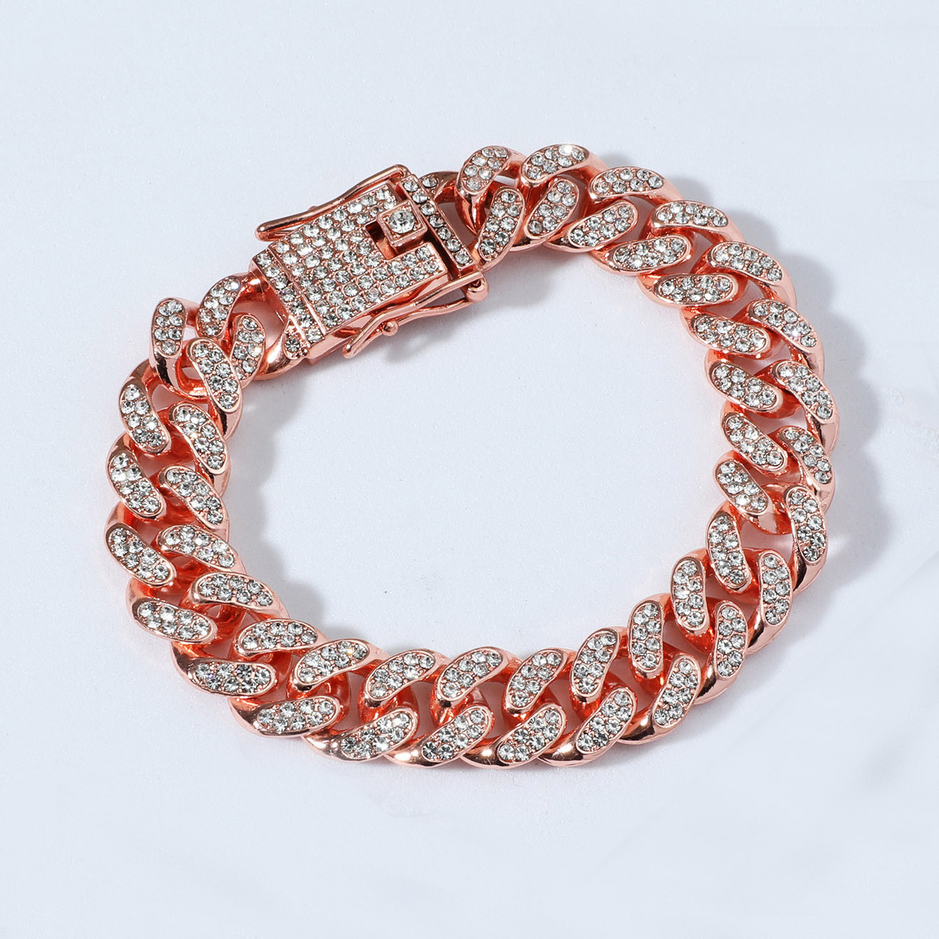 Punk Cuban Chain Full Diamond Men's Rhinestone Bracelet display picture 12