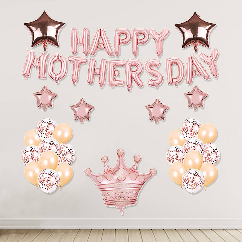 42pc Rose Gold Happy Mother's Day Letter Balloon Decoration Aluminum Foil Balloon Set display picture 1