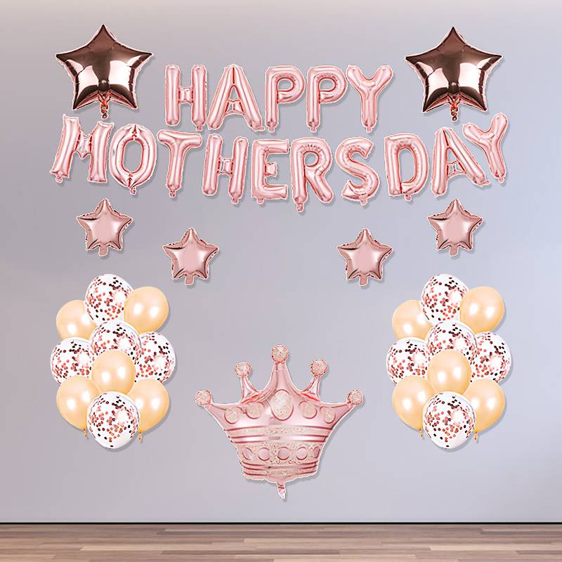 42pc Rose Gold Happy Mother's Day Letter Balloon Decoration Aluminum Foil Balloon Set display picture 3