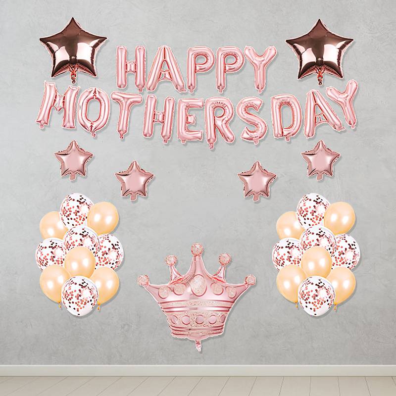 42pc Rose Gold Happy Mother's Day Letter Balloon Decoration Aluminum Foil Balloon Set display picture 5