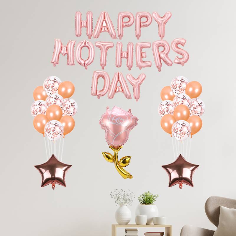 38pc Rose Gold Solid Color Mother's Day Aluminum Film Balloon Decorations Arrangement Balloon Set display picture 3