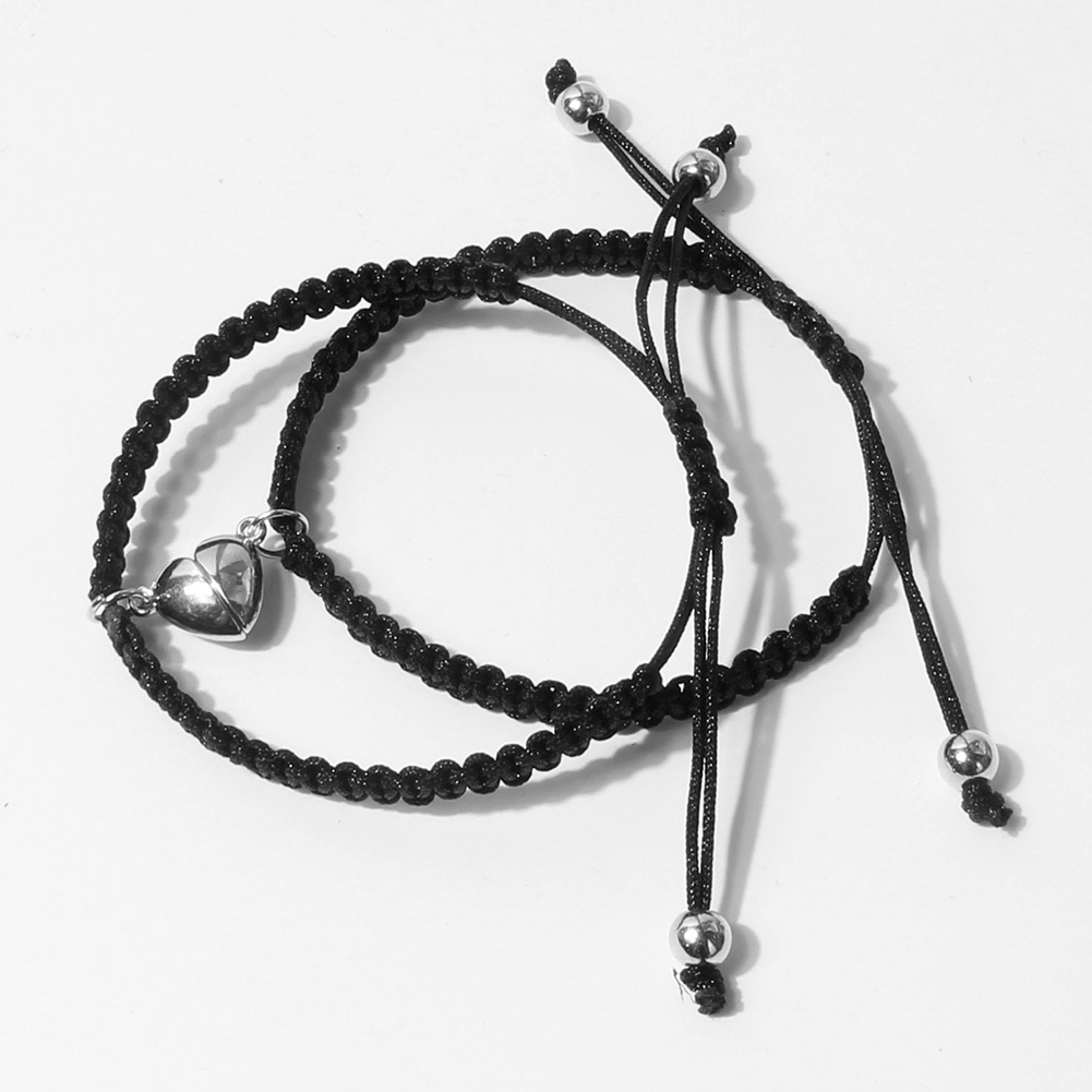 Einfache Legierung Herz-förmigen Magnetischen Schnalle Saug Paar Armband Handmade Geflochtenen Seil display picture 2