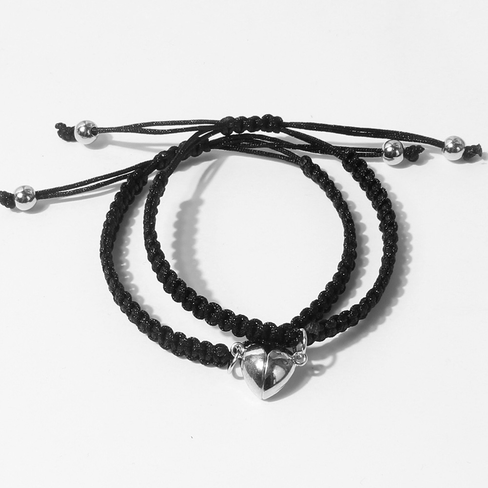 Einfache Legierung Herz-förmigen Magnetischen Schnalle Saug Paar Armband Handmade Geflochtenen Seil display picture 4