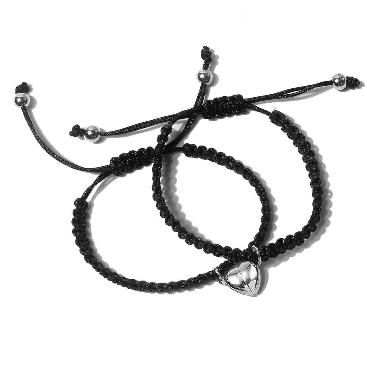 Einfache Legierung Herz-förmigen Magnetischen Schnalle Saug Paar Armband Handmade Geflochtenen Seil display picture 5