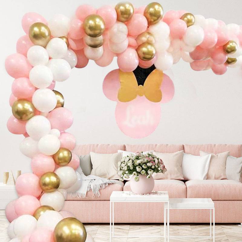 96pc Macaron Pink Gold Balloon Set Wedding Birthday Party Decorations Arrangement display picture 1