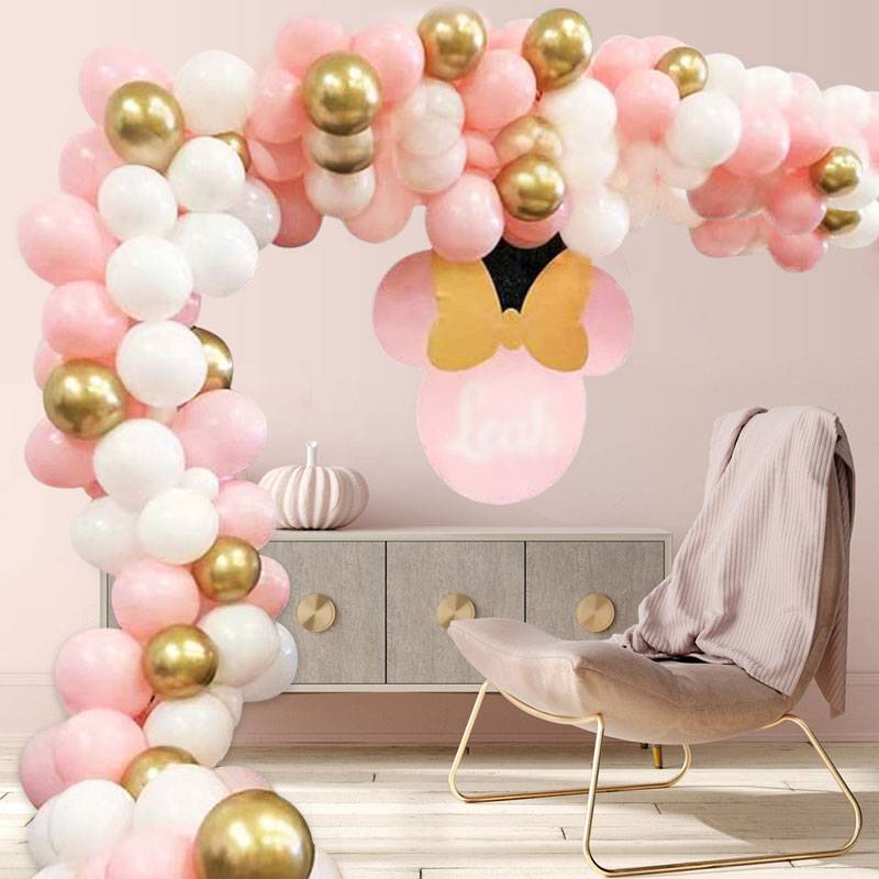 96pc Macaron Pink Gold Balloon Set Wedding Birthday Party Decorations Arrangement display picture 2