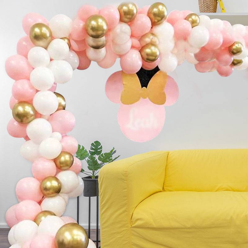 96pc Macaron Pink Gold Balloon Set Wedding Birthday Party Decorations Arrangement display picture 4