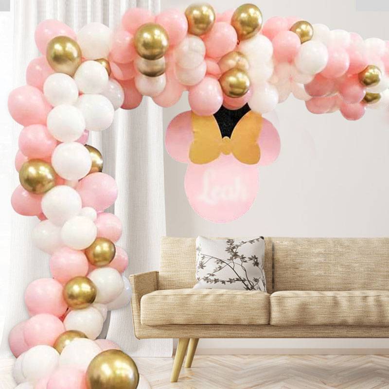 96pc Macaron Pink Gold Balloon Set Wedding Birthday Party Decorations Arrangement display picture 5