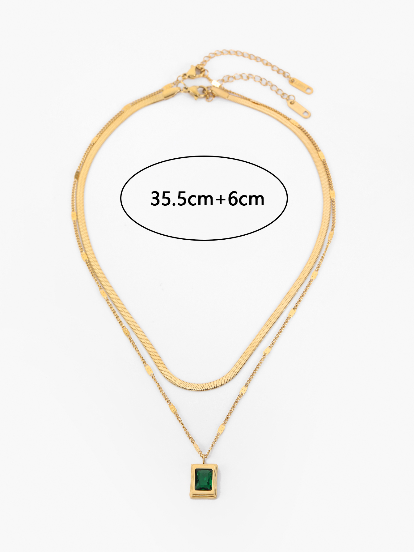 Moda De Acero Inoxidable Plateado 18k Oro Zircon Doble Desmontable Collar Colgante display picture 2