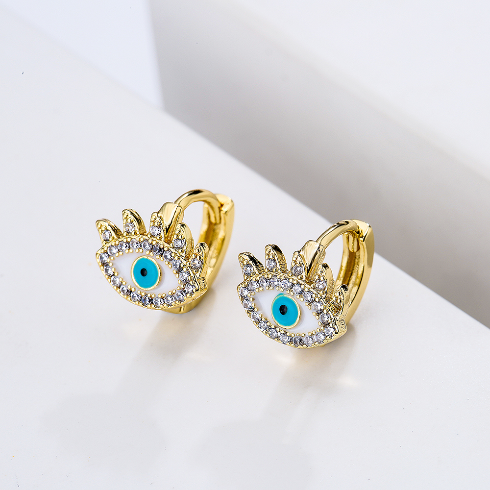 Creative Placage De Cuivre 18k Or Zircon Baisse De Pétrole Diable Yeux Boucles D'oreilles display picture 2